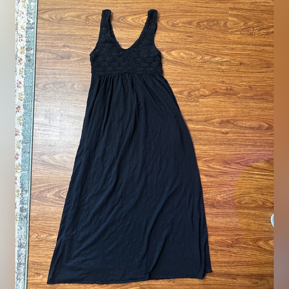 NWT Aerie Elegant Black Maxi Dress with Crochet Detail Small - Picture 9 of 9